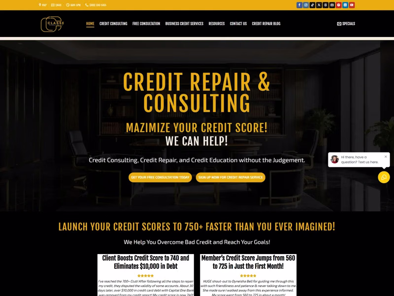Classe Credit Consulting website preview