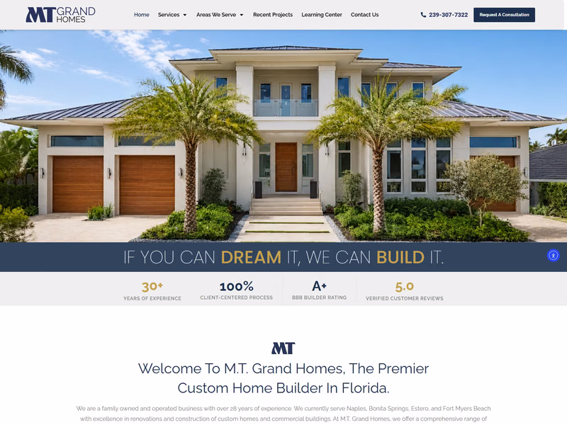 MT Grand Homes website preview