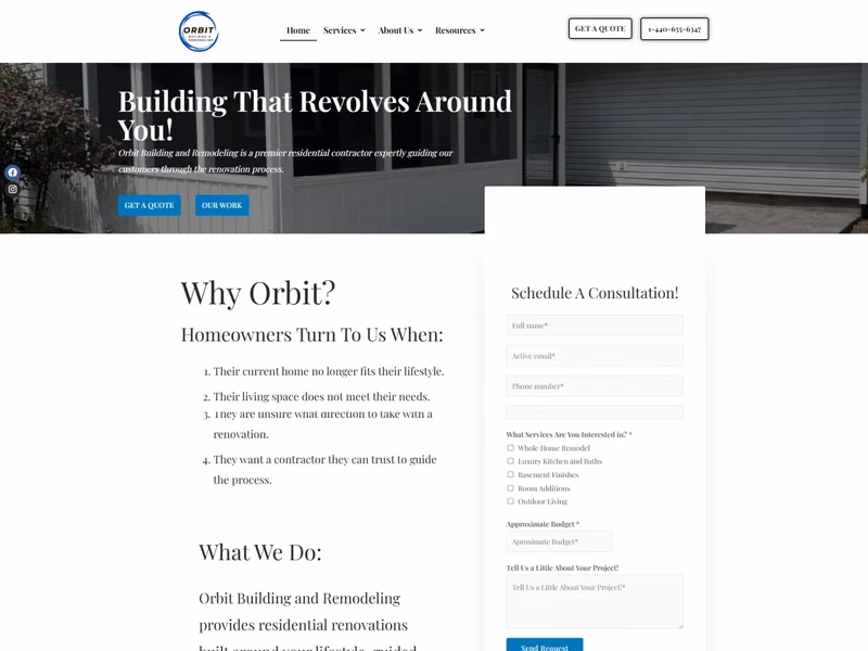 Orbit Building and Remodeling website preview