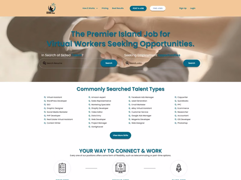 Premier Island Jobs website preview