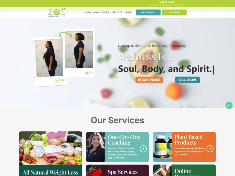 Zoë Wellness Center website preview